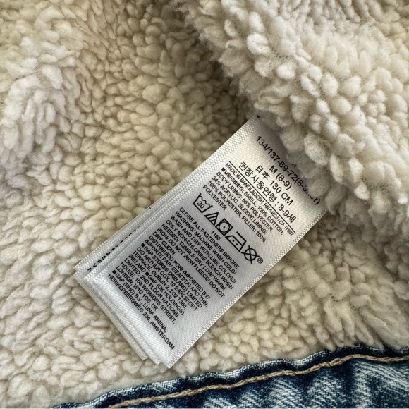 Girls Gap Sherpa Lined Denim Jacket, Medium - Picture 9 of 14